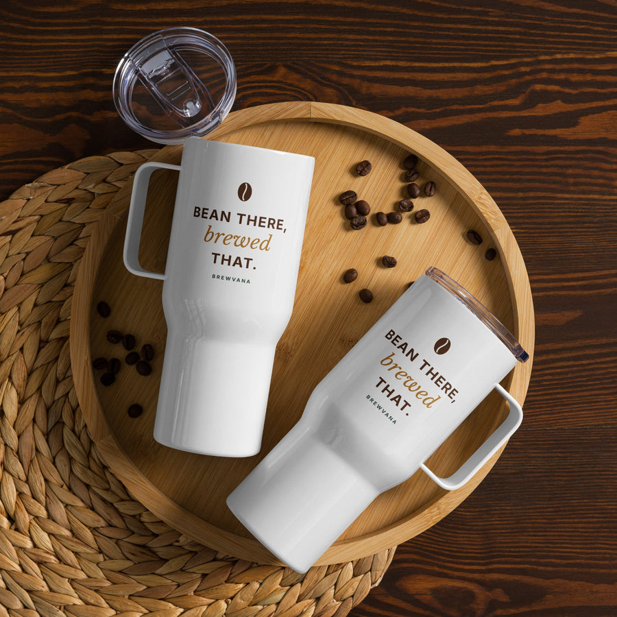 Bean There, Brewed That Travel Mug with Handle - Brewvana