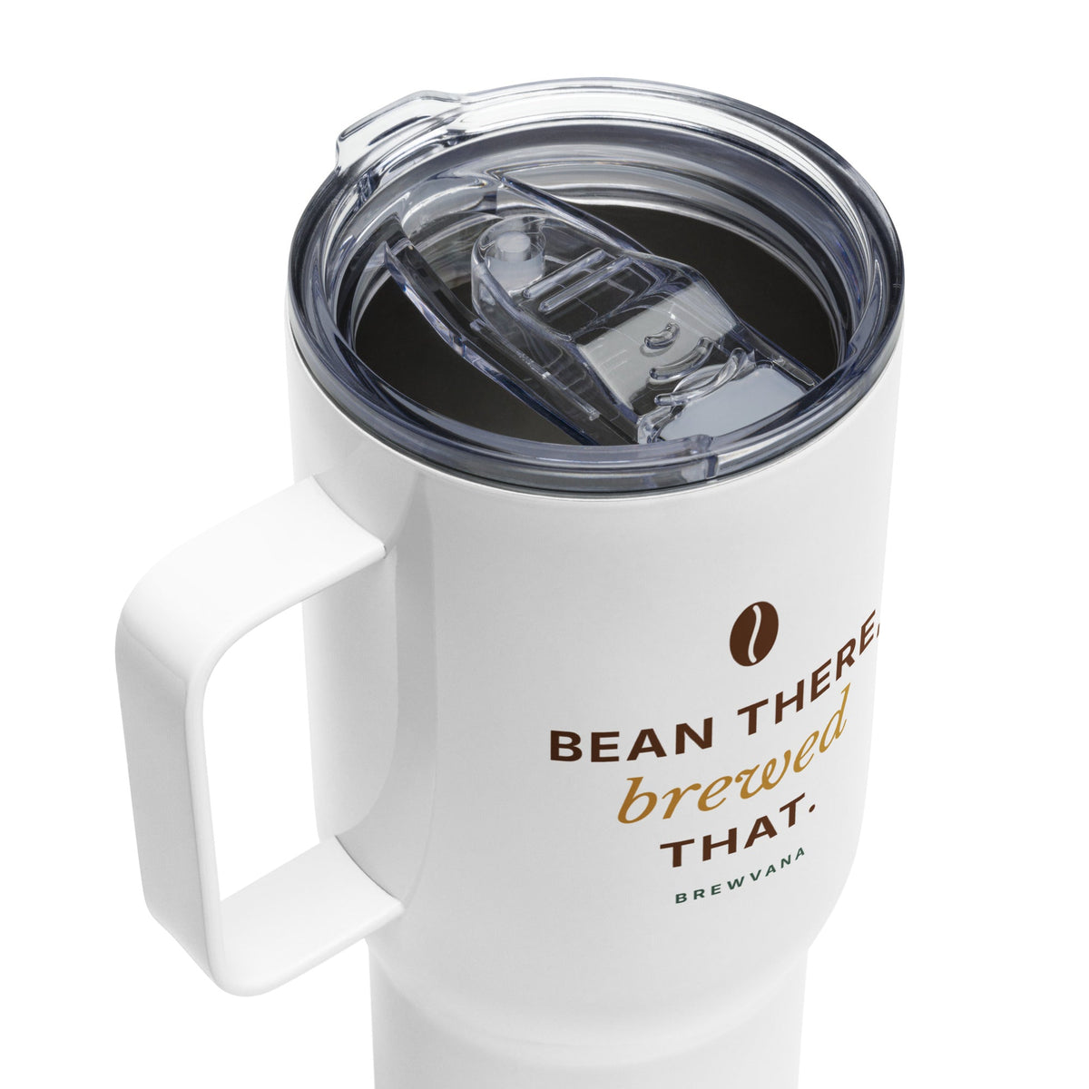 Bean There, Brewed That Travel Mug with Handle - Brewvana