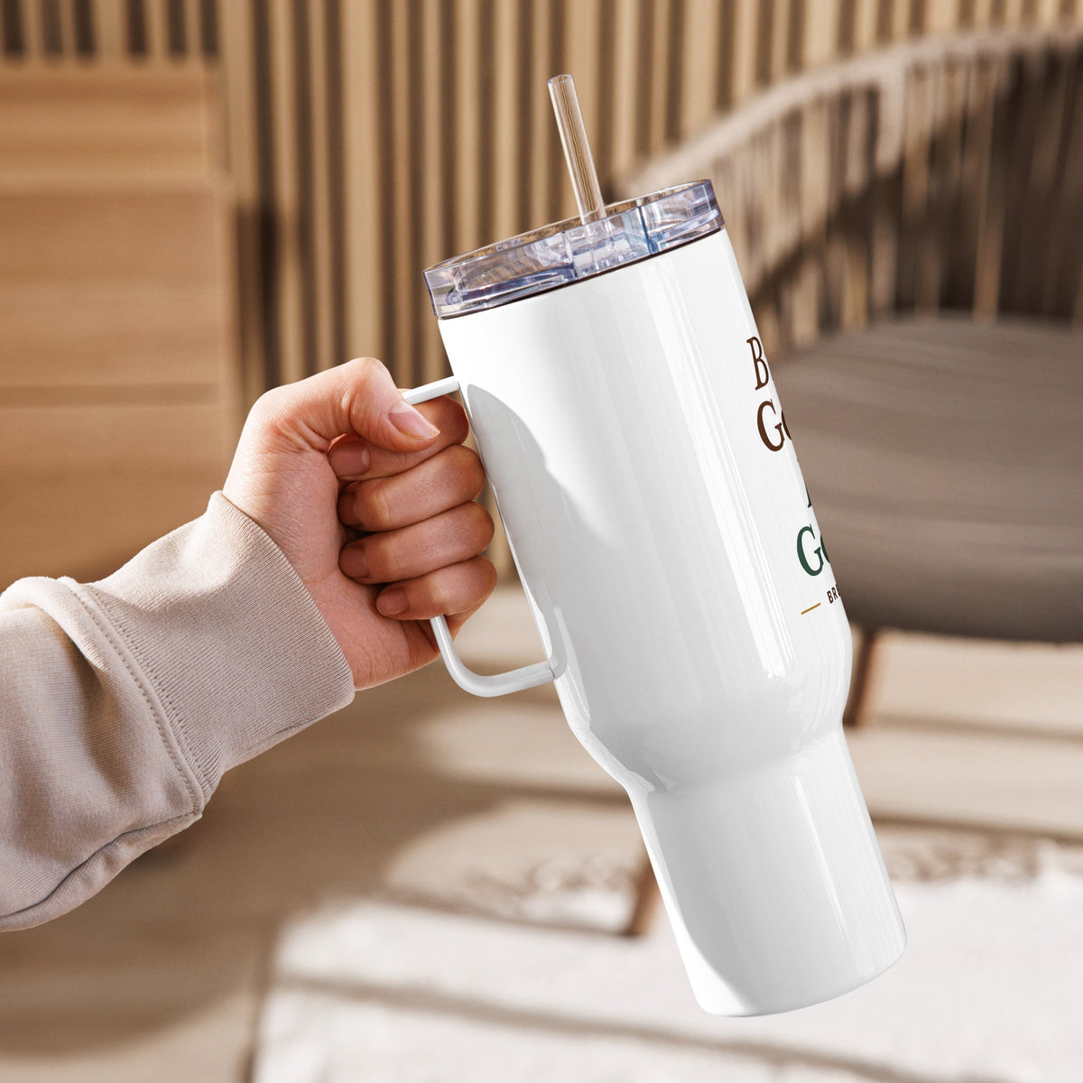 Brew Good. Do Good. Travel Mug with Handle - Brewvana
