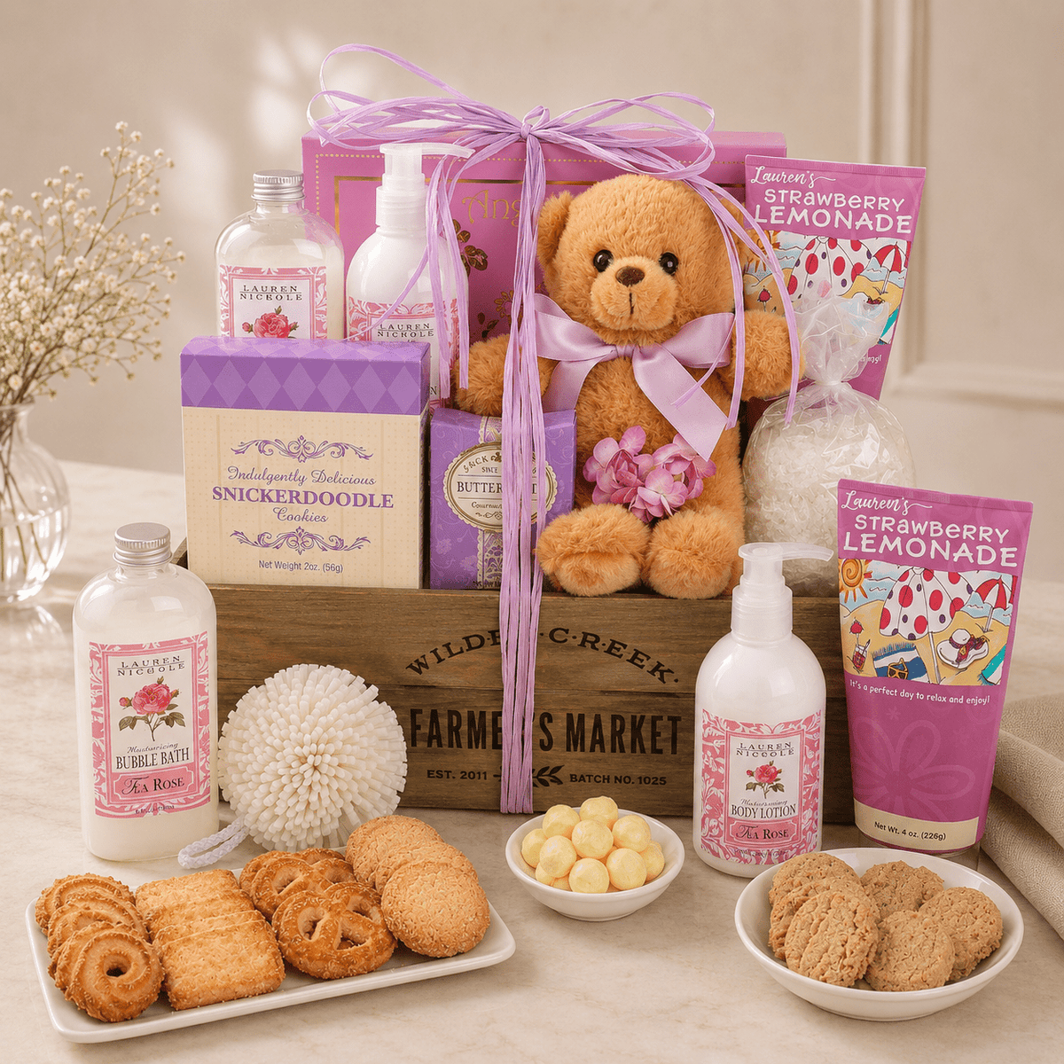 Pampered Rose Spa Gift Basket - Brewvana