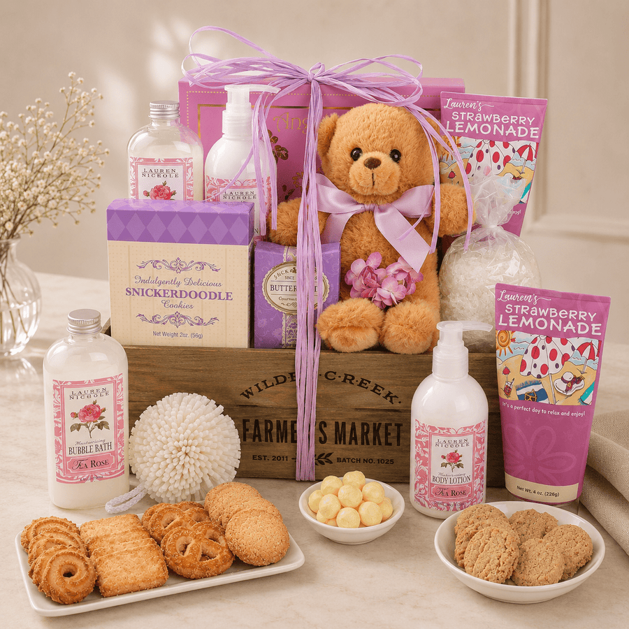 Pampered Rose Spa Gift Basket - Brewvana