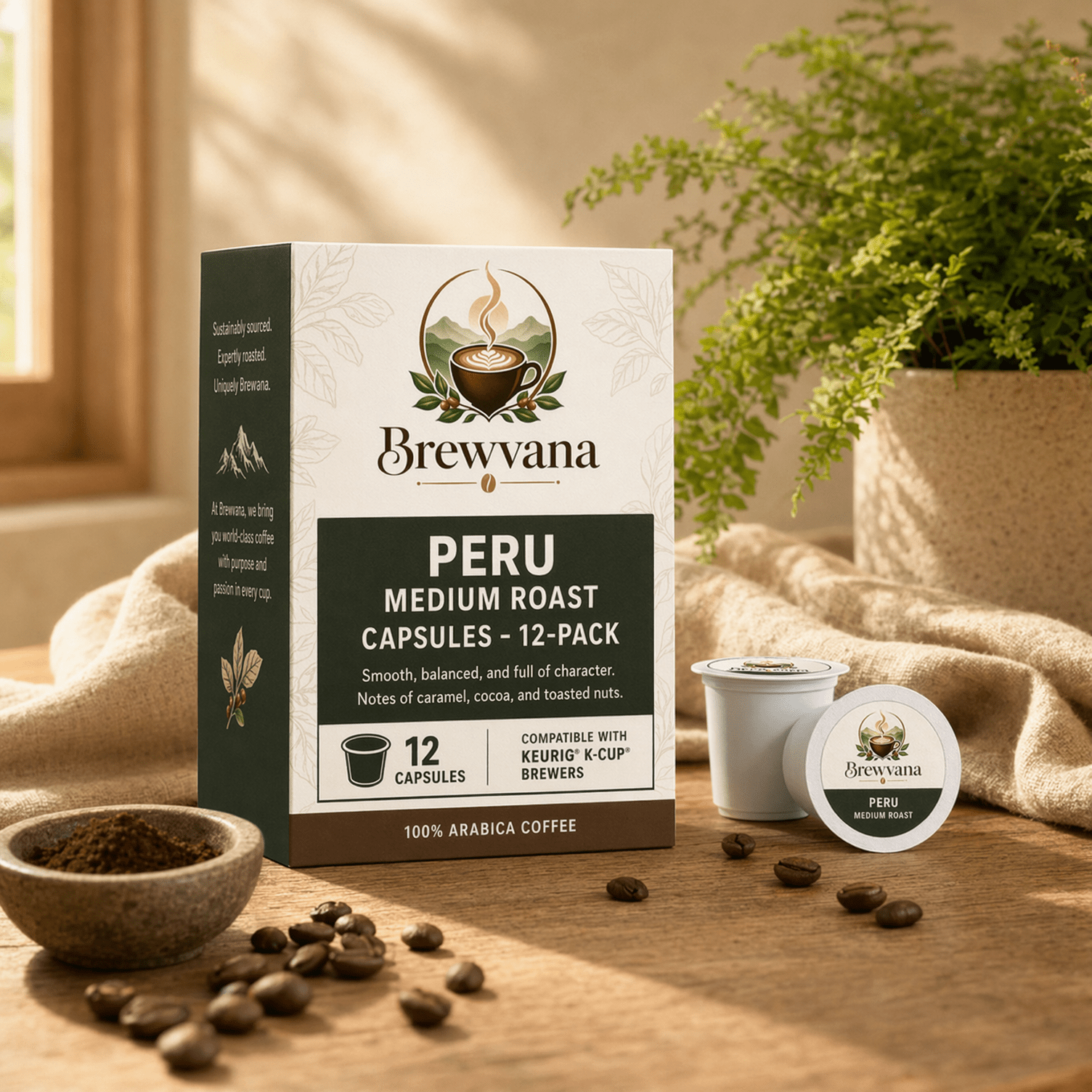 Peru Medium Roast Capsules - 12-Pack - Brewvana